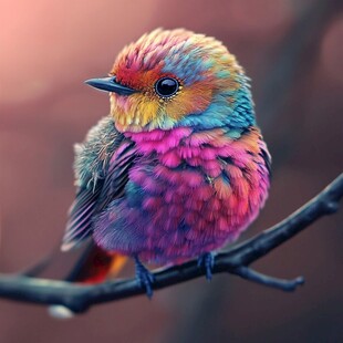 五彩斑斓小鸟栖息于枝头