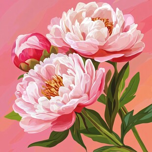 娇艳盛开的粉色芍药花