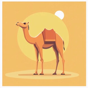 沙漠中的单峰骆驼插画