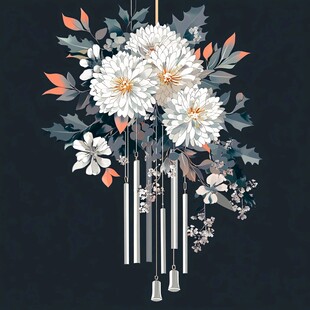 花朵风铃插画 清新雅致