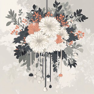 花卉垂饰插画 清新自然风