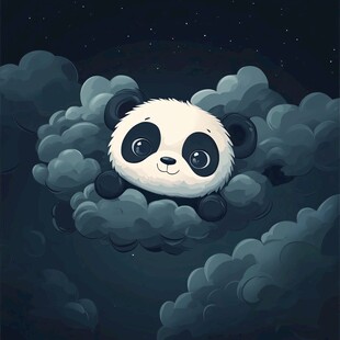 云端熊猫 夜空中的萌趣精灵