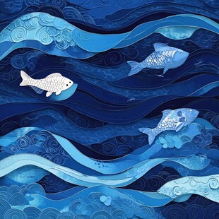 深海游鱼的梦幻波纹图景
