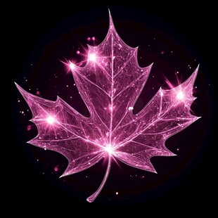 梦幻粉色发光枫叶特效图