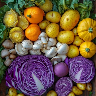 多彩蔬菜拼盘展示新鲜食材