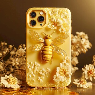 蜜蜂花朵主题手机壳展示
