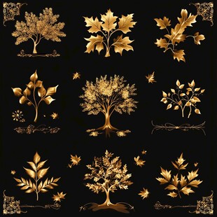 金色植物图案素材集
