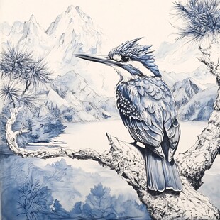 山林间的翠鸟栖息之景