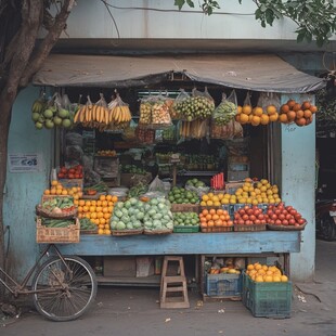 街边多彩水果摊