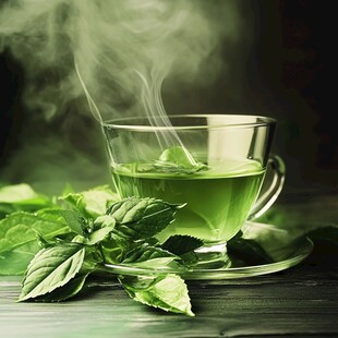 清新薄荷绿茶 氤氲茶香