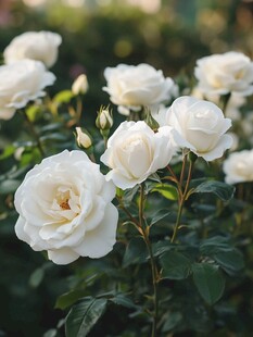 洁白绽放的优雅白玫瑰花