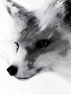 黑白点状狐狸头部特写