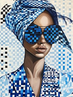 蓝调时尚女士的格子魅力