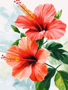 艳丽朱槿花绽放