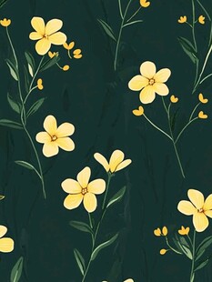 清新黄花朵绿色背景图案