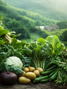 田园蔬菜 清新自然的丰收景