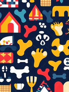 宠物元素几何图案背景图