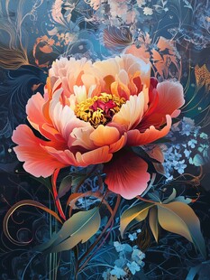 艳丽牡丹绽放梦幻花卉世界