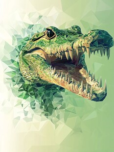 绿色多边形风格鳄鱼头像