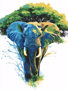 大象漫步于斑斓树影之下