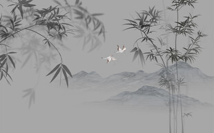 水墨竹子山水画