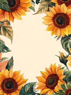 向日葵花卉边框装饰图案