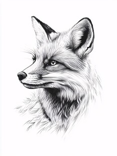 狐狸黑白素描头像