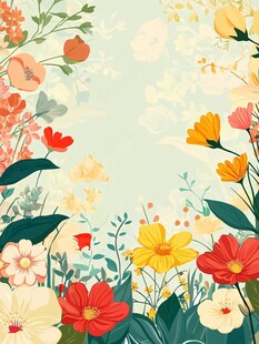 春日缤纷花卉背景图