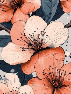 手绘唯美粉色花卉图案