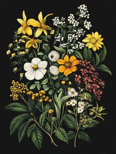 多彩花卉插画 自然之美