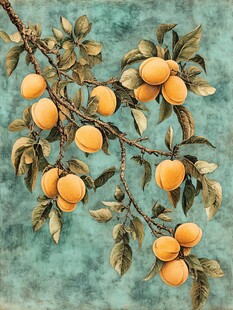 枝头黄杏 绿叶相伴