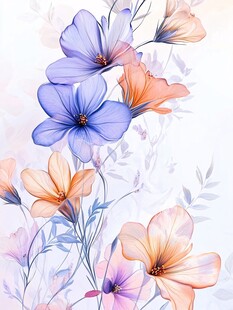 梦幻水彩花卉插画