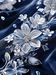 精致银蓝花卉珠宝饰品