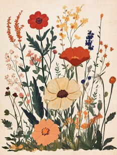 缤纷野花插画