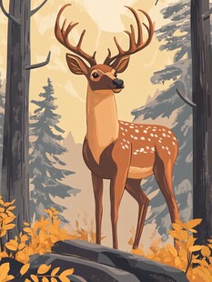 森林中的优雅梅花鹿