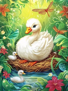 鸭妈妈与小鸭的温馨场景