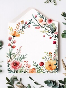 花卉装饰的精美信封