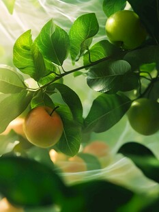 枝头青果伴绿叶