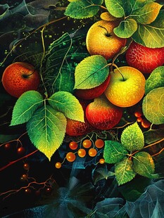 丰收景象 苹果与绿叶浆果