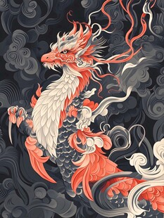 中式古风祥龙插画设计