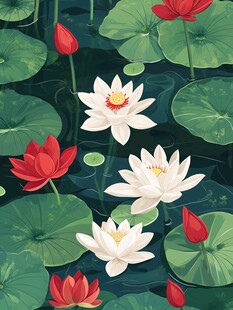 荷塘荷花荷叶美丽景象