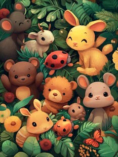 森林里的可爱小动物聚会