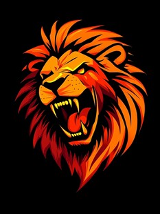 咆哮雄狮 火焰风格动物图标