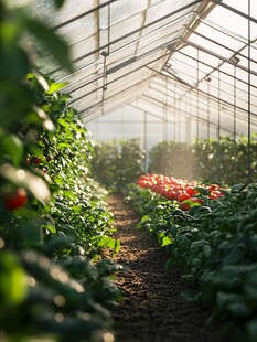 温室中的番茄种植景观