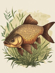 水中畅游的金色鲤鱼