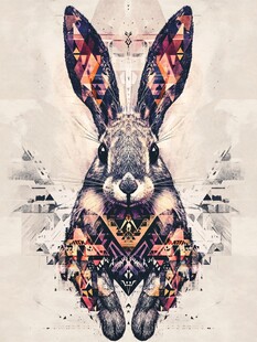 几何图案装饰的艺术兔子