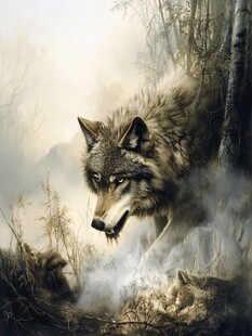 森林中威严的孤狼