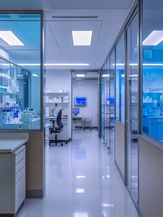 现代明亮的科研实验室走廊