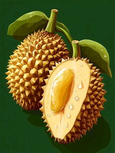 诱人榴莲 完整与半剖形态