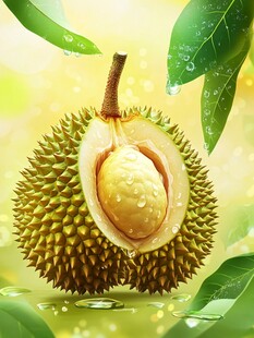 剥开的新鲜多汁榴莲果实